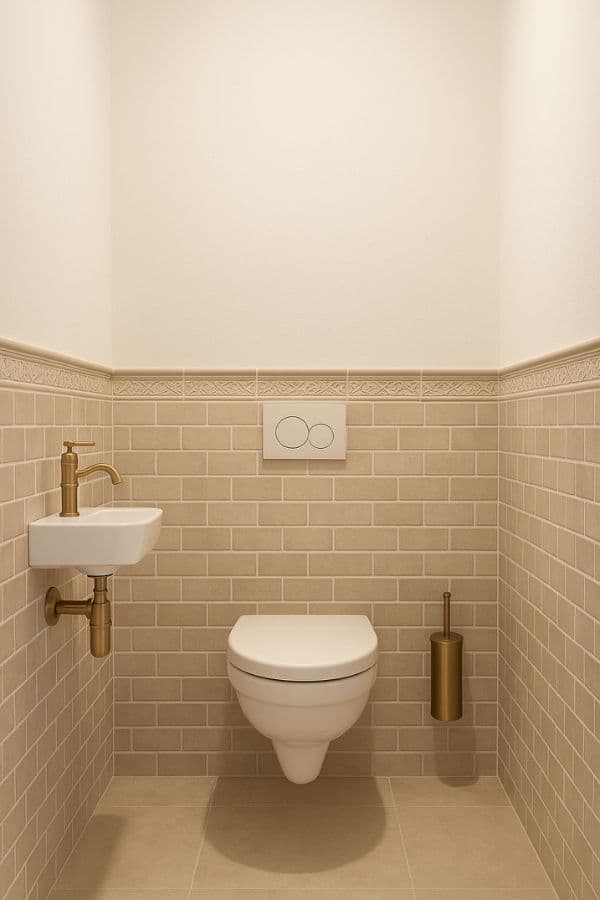 Landelijk toilet met wandtegels