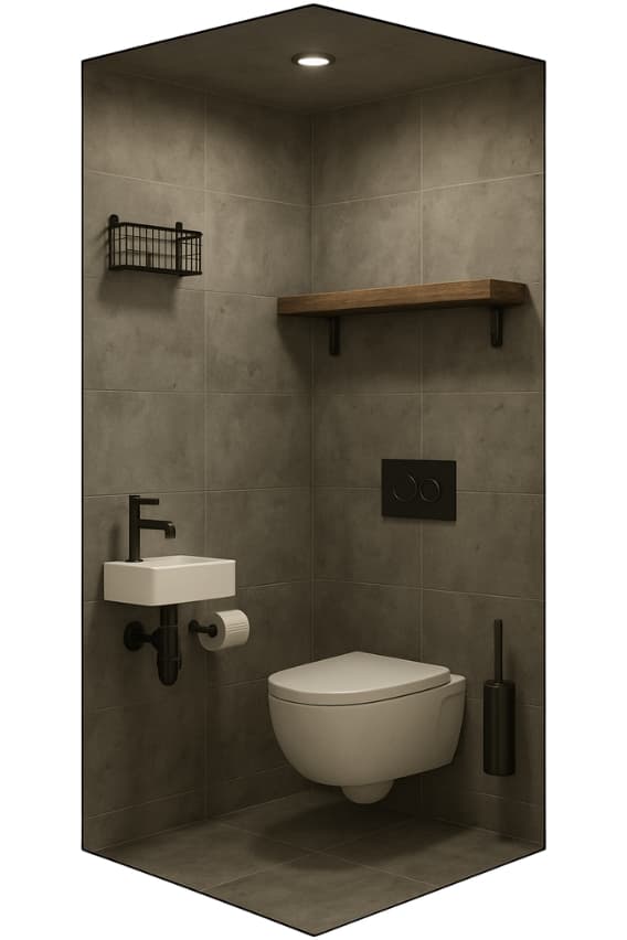 Industrieel stijl voor toilet renovatie