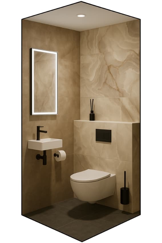 Marmer Zwart stijl voor toilet renovatie