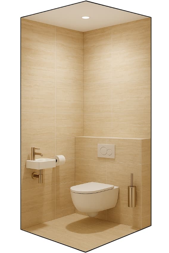 Travertin High Class stijl voor toilet renovatie